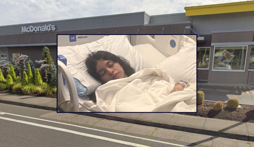 'They ran over me twice': Woman had just finished McDonald's breakfast and was walking to work when she was mowed down by random car, she says