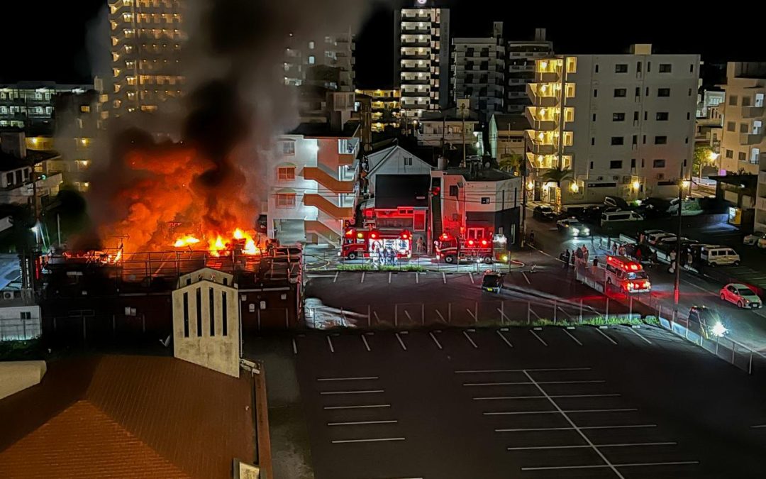 Marine rushes into burning Okinawa hotel to alert sleeping occupants