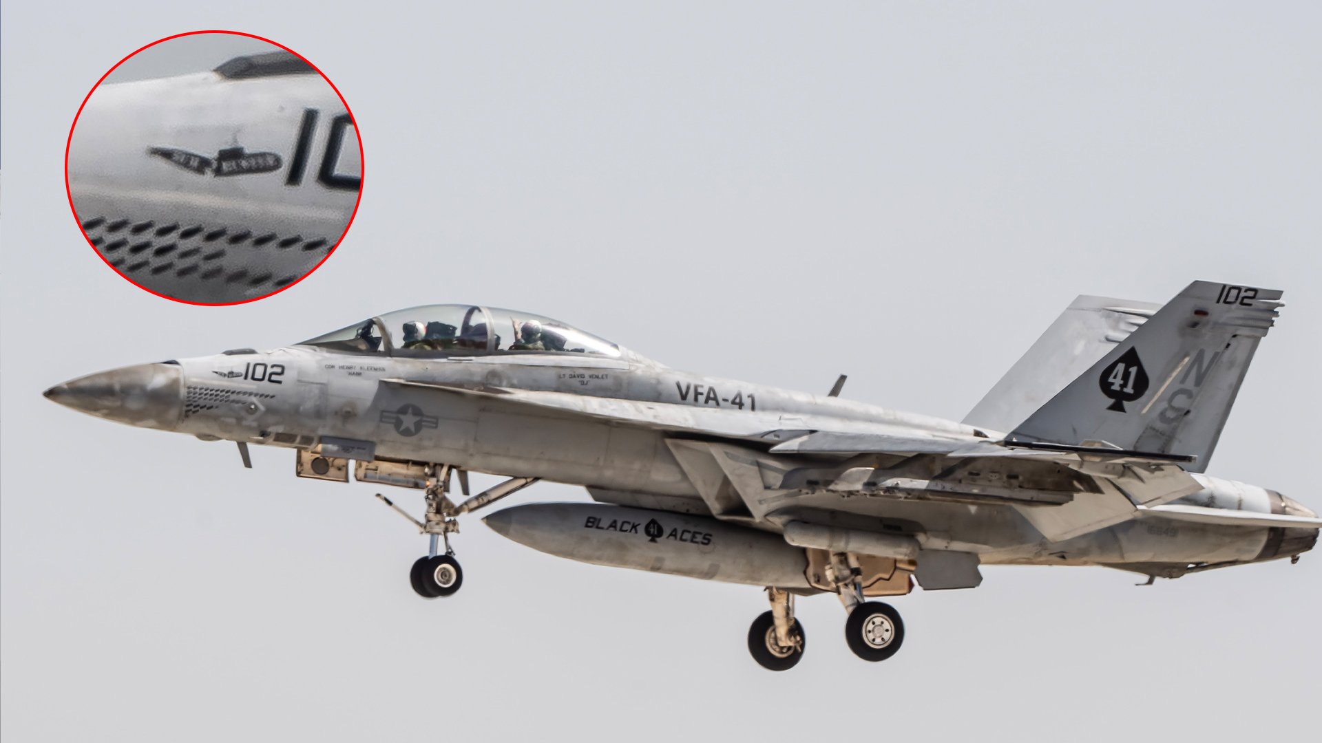 A Navy F/A-18F came home from Iran with ‘Sub Buster’ markings